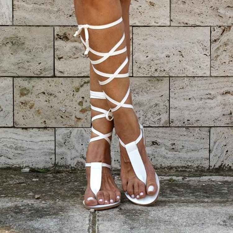 Lace-Up Flat-Sole Foreign Trade Large Size Beach Sandals For Women