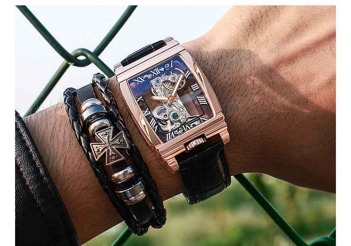 Montre unisexe Daystar en cuir et acier inoxydable