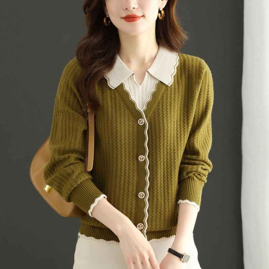 Fake Two-piece Knitted Sweaters Top For Women