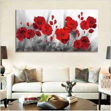 Nordic Style Oil Painting Red Flower Rose Poppy Living Room Bedroom Hanging Painting