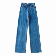 High Waisted Raw Edge Wide Leg Mopping Denim Trousers