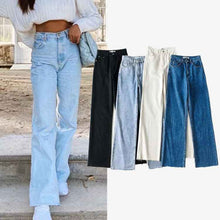 High Waisted Raw Edge Wide Leg Mopping Denim Trousers