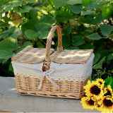 Outdoor Picnic Basket Wicker Hand Basket With Cover