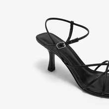 Simple Diagonal Strap High Heel Open Toe Sandals Women's Slim Heel