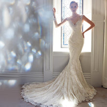 Sexy Halter Brigade Shooting Seaside Beach Location Mermaid Tail Light Wedding Dress by Mirlaine Univers