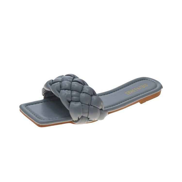 Woven Sandals And Slippers For Outer Wear Flat-Bottomed Candy Color Slippers Women