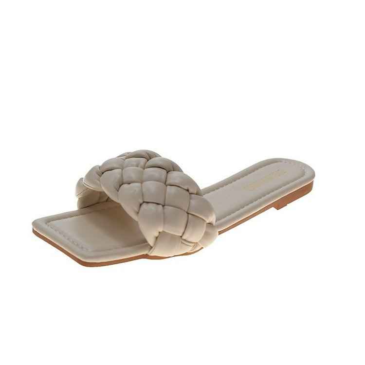 Woven Sandals And Slippers For Outer Wear Flat-Bottomed Candy Color Slippers Women