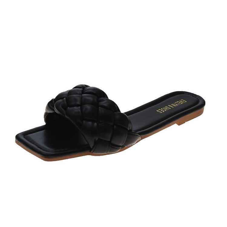 Woven Sandals And Slippers For Outer Wear Flat-Bottomed Candy Color Slippers Women