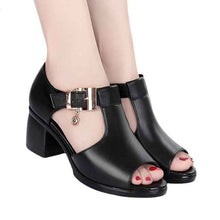 Mother Shoes Thick Heel Buckle Sandals Women