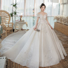 One-Shoulder Main Wedding Dress New Temperament Forest Super Fairy Dream Little Bride Han Trailing Starry Sky by Mirlaine Univers