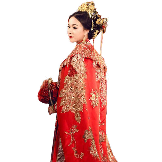 Ancient Xiuhe Dress Tailing Big Cloak Wind Chinese Wedding Dress Women by Mirlaine Univers
