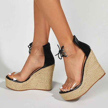 Women Wear Hemp Rope Wedges Sandals