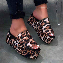 Summer Platform Sandals Leopard Print Women Sandal Flat Shoes Casual Women Peep Toe Black Platform Sandals