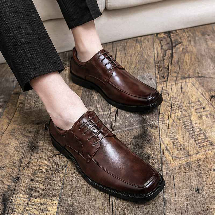 Low-top Square Toe Men's Business Casual Fashion Leather Shoes