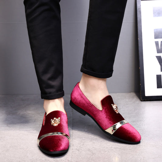 New Style Nubuck Leather Men'S Shoes With Tiger Head Gold Buckle Loafers by Mirlaine Univers