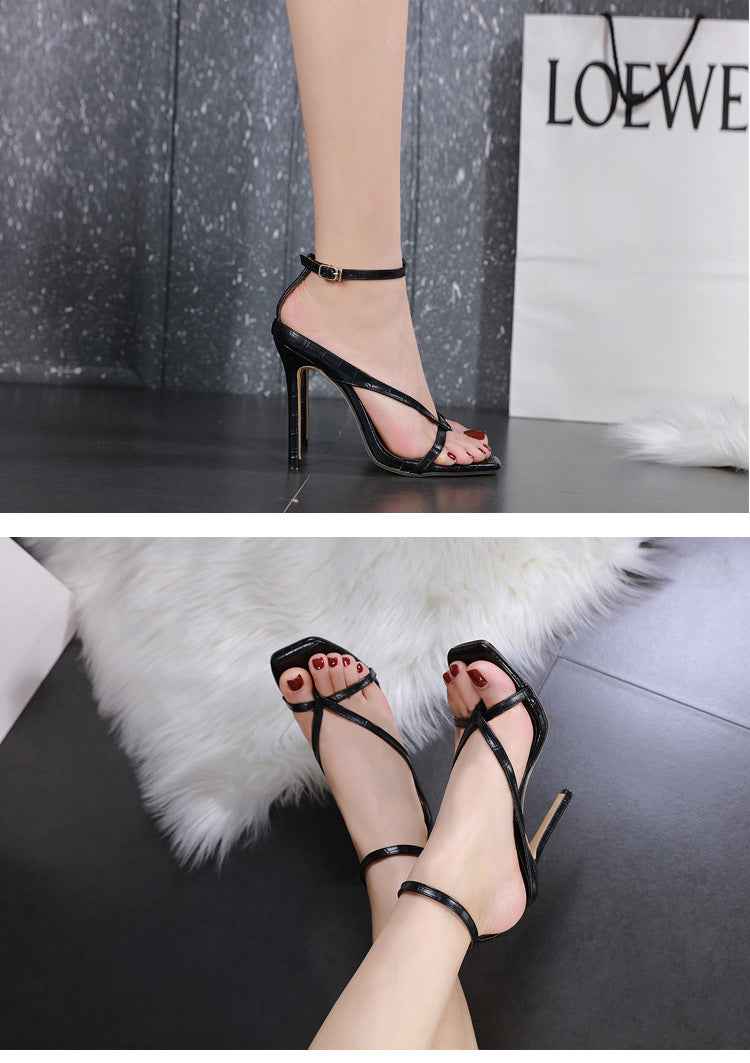 Flip-Flops Square Toe Stiletto Sandals Women