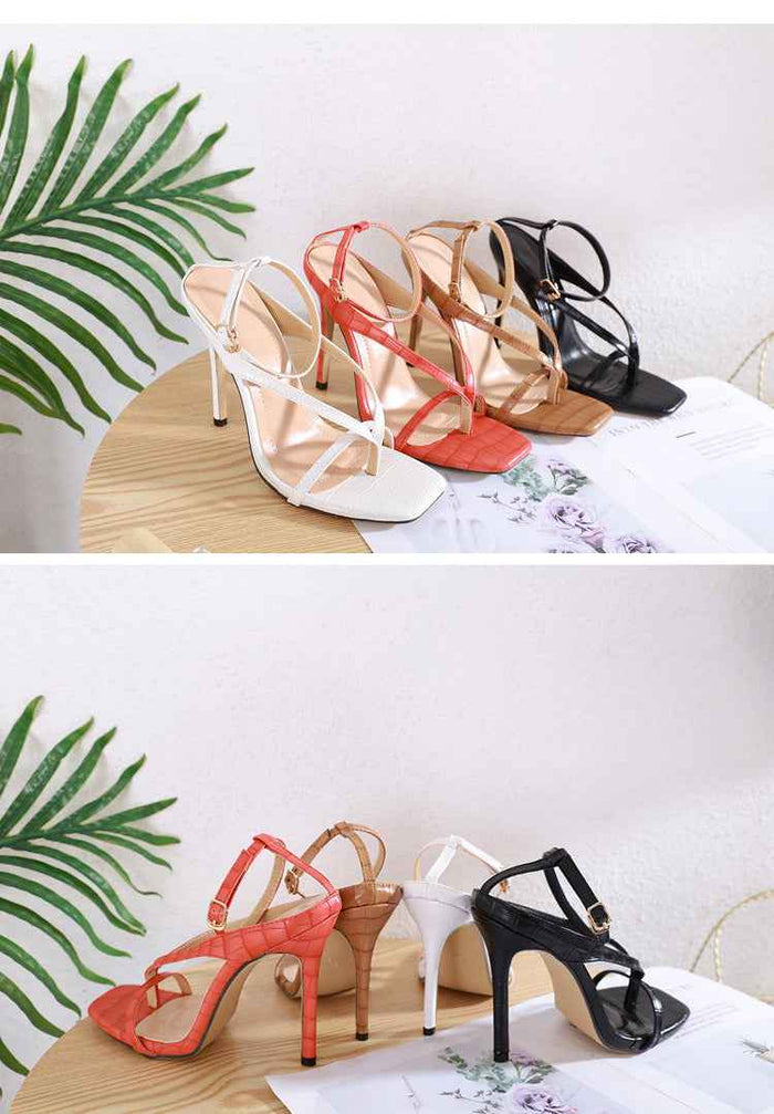 Flip-Flops Square Toe Stiletto Sandals Women
