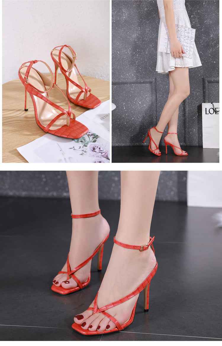 Flip-Flops Square Toe Stiletto Sandals Women