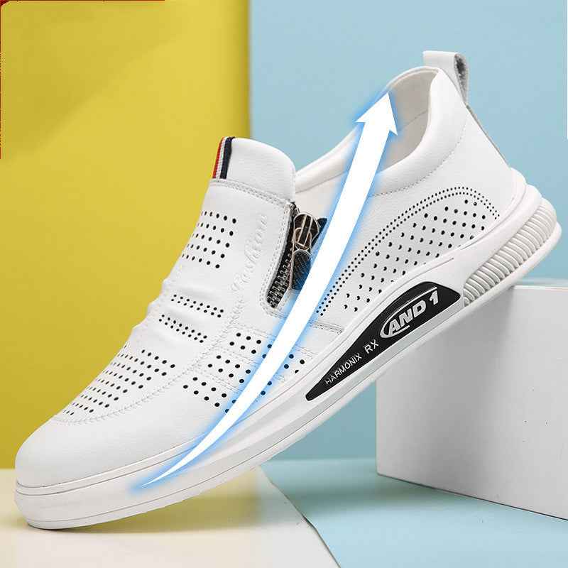 Summer Men'S Shoes Fashion Casual Leather Leather Shoes Men'S Set Foot Elevated Shoes Breathable Single Shoes