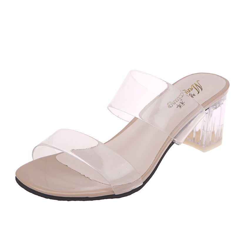 Thick Heel Transparent Sandals Women Women's Sandals Korean Casual