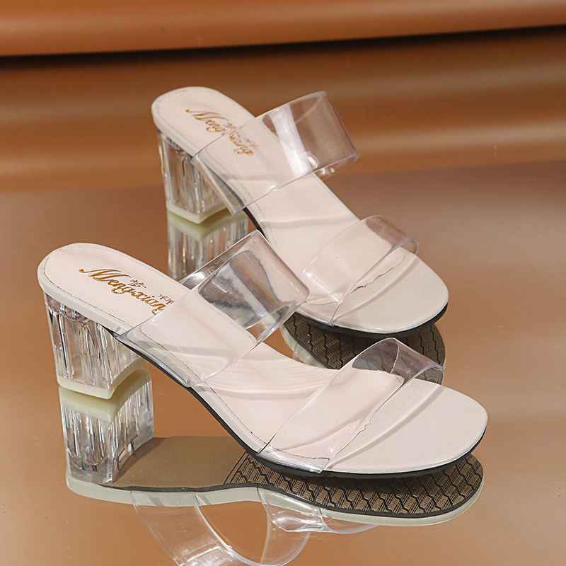 Thick Heel Transparent Sandals Women Women's Sandals Korean Casual