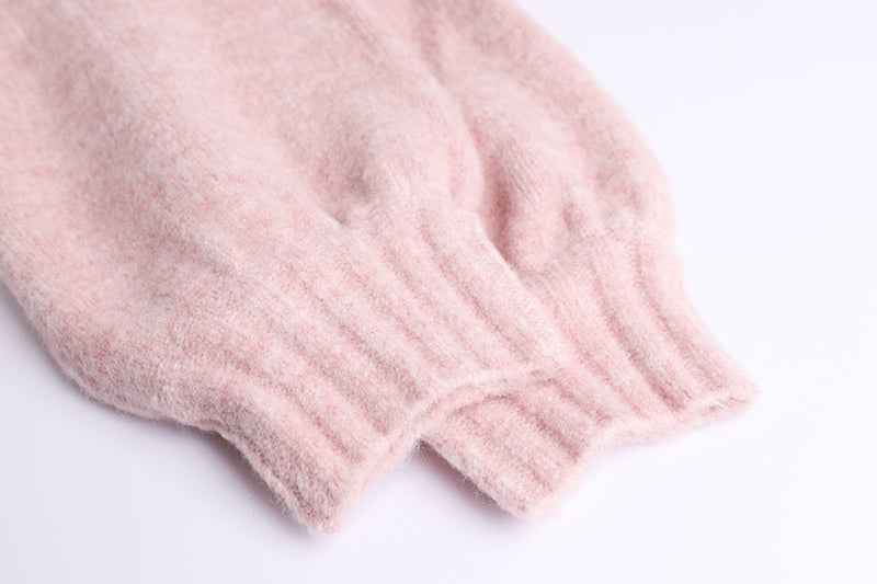 Knitted Cardigan Pink Cherry Lazy Retro Gentle Sweater
