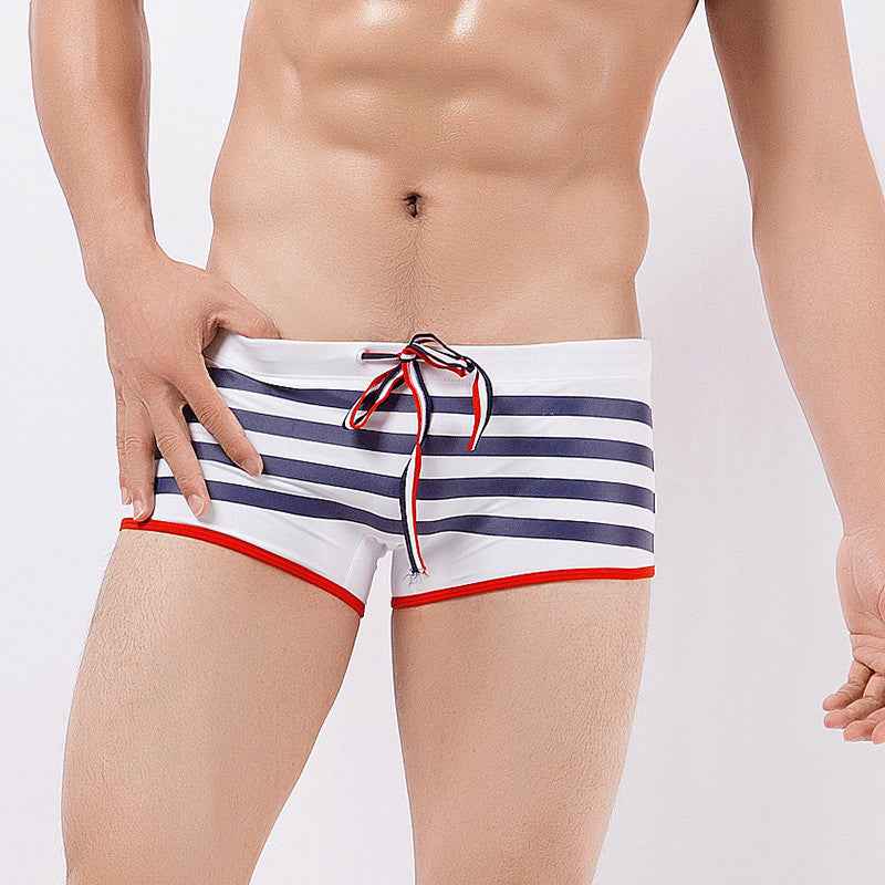 Men's Big Striped Boxer Swimming Trunks Hot Spring Beach Quick-drying