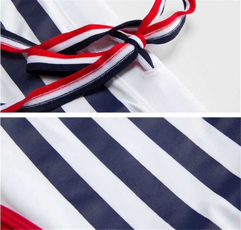 Men's Big Striped Boxer Swimming Trunks Hot Spring Beach Quick-drying