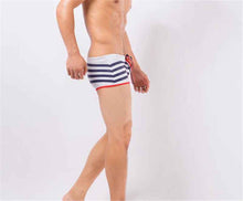 Men's Big Striped Boxer Swimming Trunks Hot Spring Beach Quick-drying