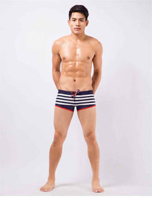 Men's Big Striped Boxer Swimming Trunks Hot Spring Beach Quick-drying
