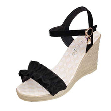 Heeled Sandals With Sweet Lace Fashion Diamond Toe Thick Slope Heel Sandals For Women