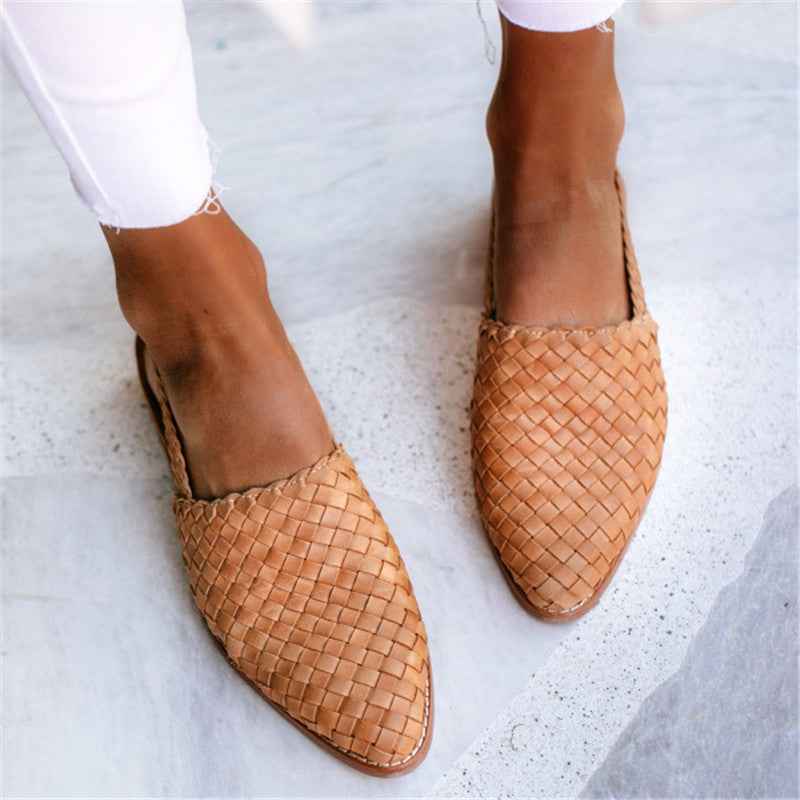 Pointed Toe Cap Buckle Flat Sandals Women