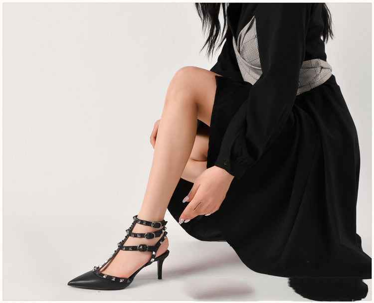 Slippers For Women's Wear New Summer Willow Nail Half Drag Pointy Lazy Baotou Sandals For Women