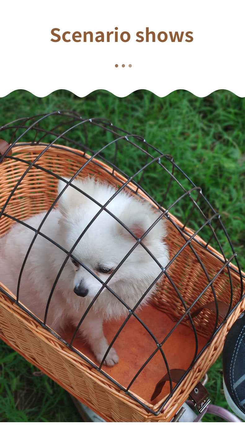 Rattan Bicycle Basket Rear Basket Pet Basket