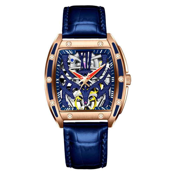Montre mécanique automatique à volant ajouré, étanche, luminescente, carrée