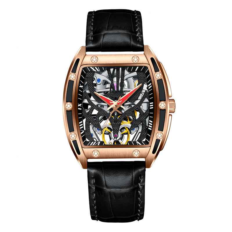 Automatic Mechanical Watch Hollow Flywheel Waterproof Luminous Square
