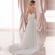 Sexy Backless Deep V-neck Wedding Dress Women White Evening Dress by Mirlaine Univers