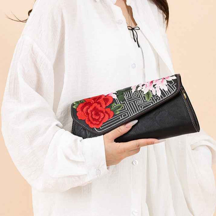 Sac à bandoulière de style chinois au riche motif floral opulent