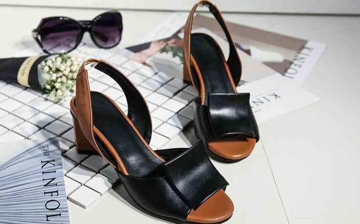 Fish Mouth Block Heel Women Sandals