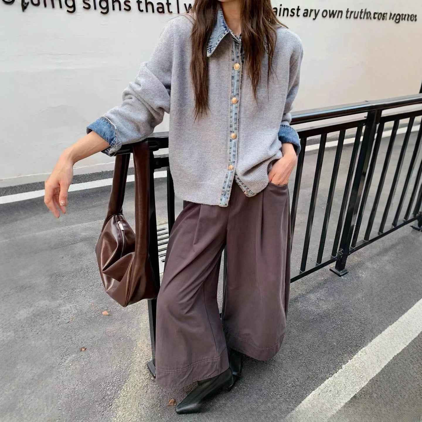 Korean Style Early Fake Two Pieces Sweaters