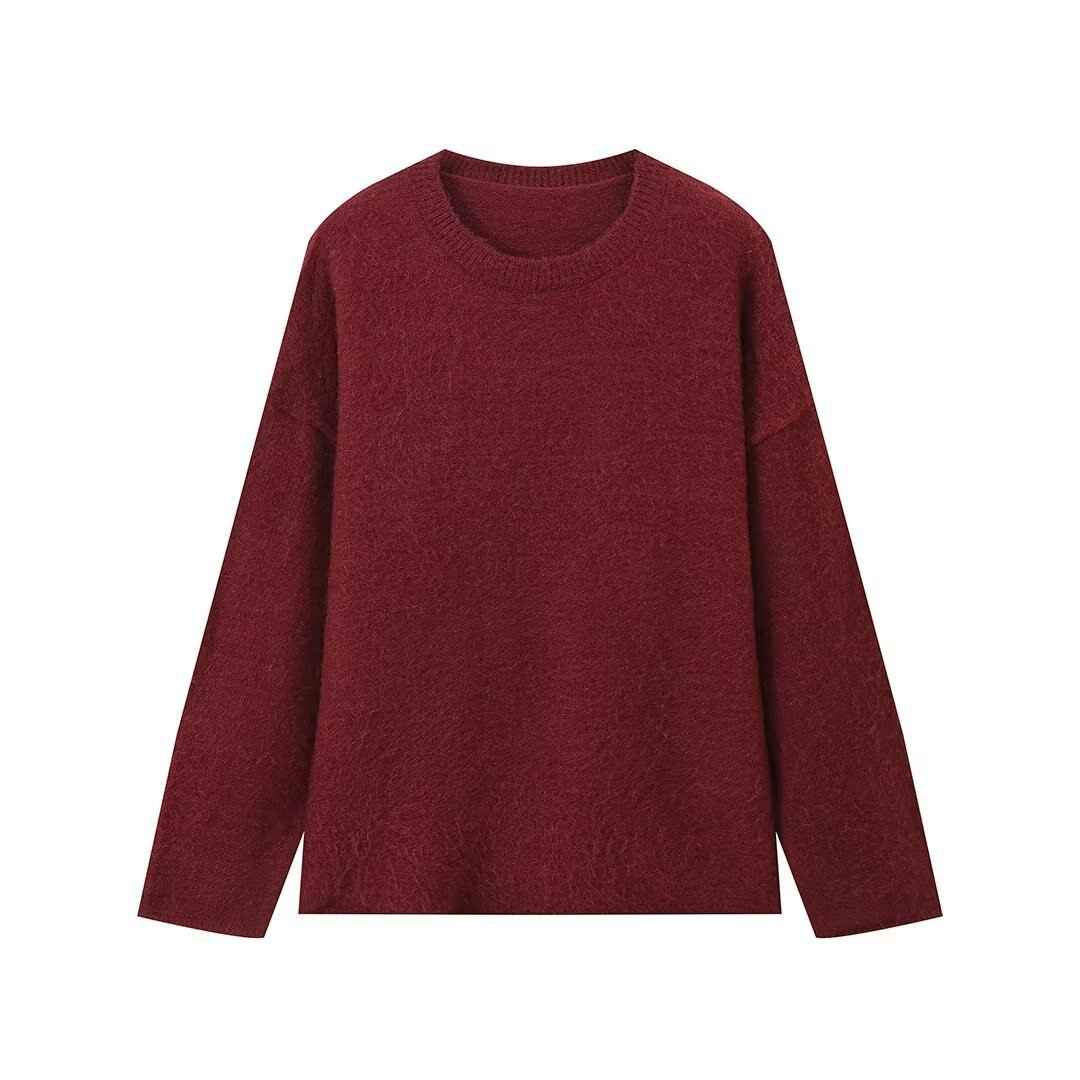 Loose-fitting Solid-color Casual Warm Sweater