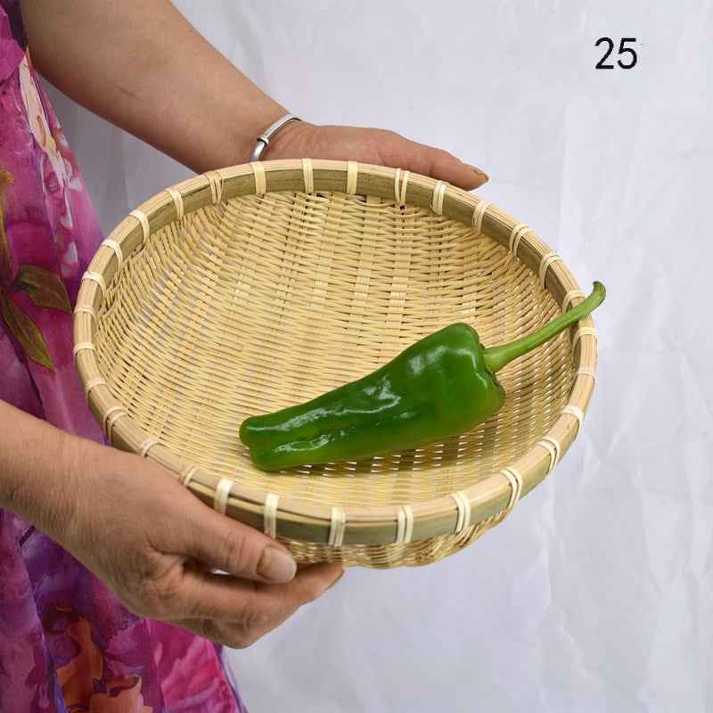 Bamboo Woven Vegetable Washing Basket Steamed Bun Basket, Drain Basket