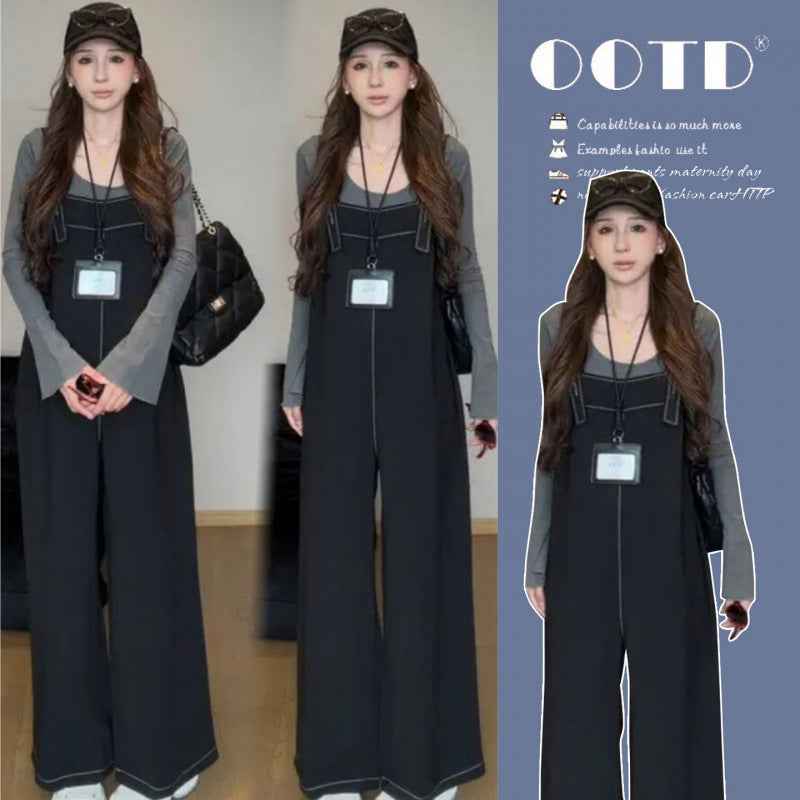 Womens Crew-Neck Knitted Base Layer Jumpsuit Two-Piece Set