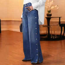 AutumnWinter Niche Design Heart-Shaped Rivet Denim Pants