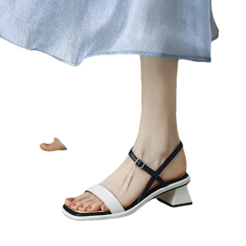 Chunky Heel Ankle-strap Toe Sandals For Women