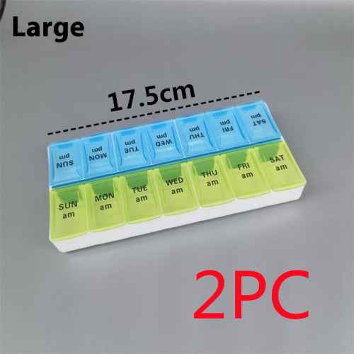 Big Small Size 14 Grid Week Pill Box Morning And Evening Color Week Pill Box Printing Russian English