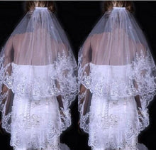Bridal Sequined Polyester Veil Face Cover Two Layers Lace Sideband by Mirlaine Univers