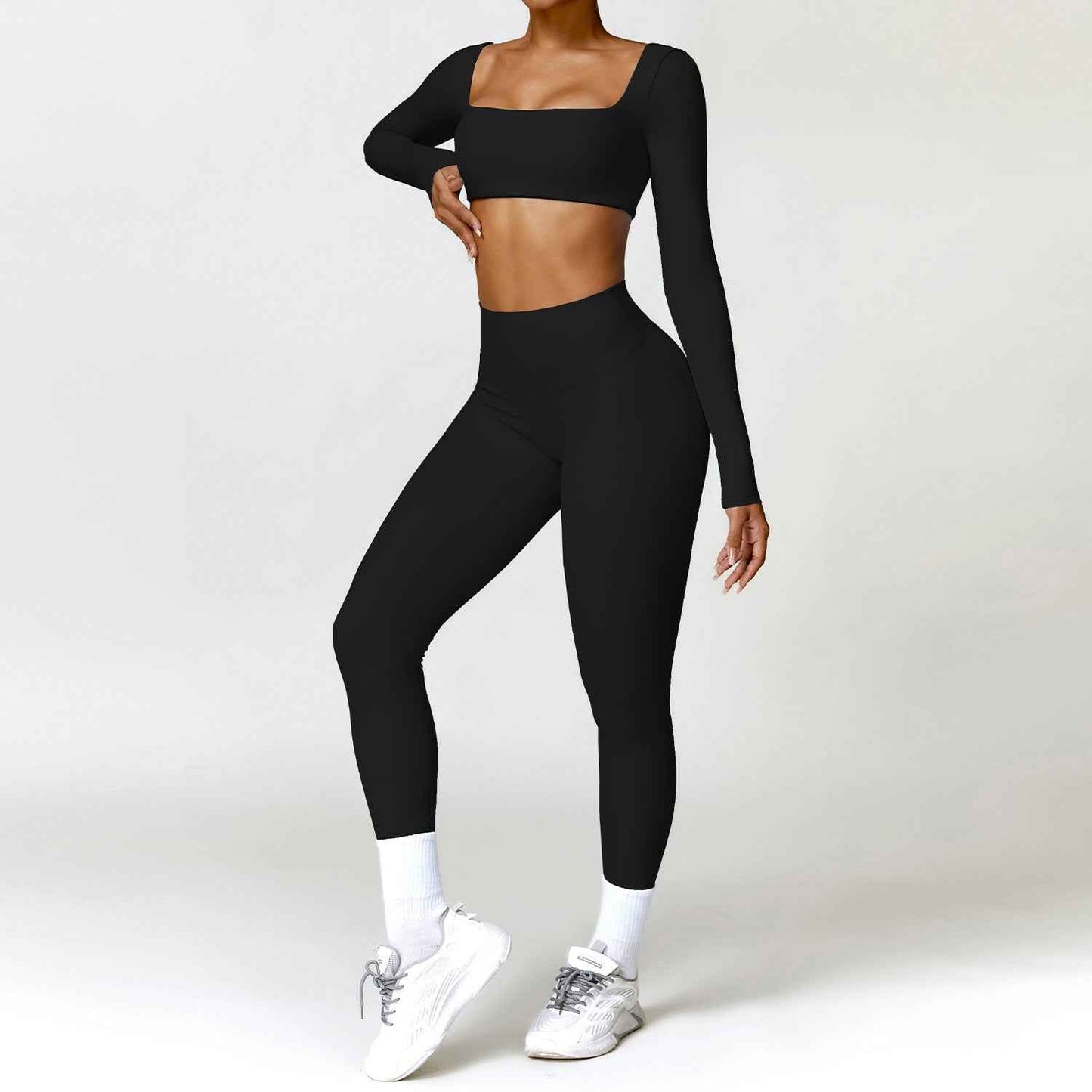 Winter Nude Feel Tight Yoga Suit High-waist Quick-drying Running Sports Workout Clothes