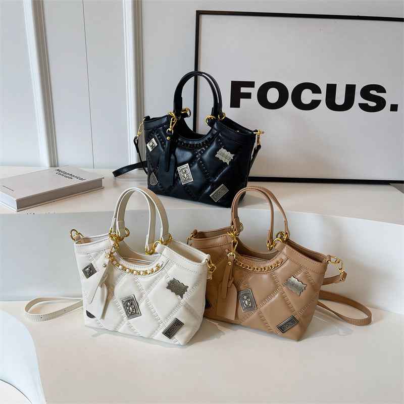 Rarely Seen Diamond-pattern Badge Shoulder Crossbody Bag