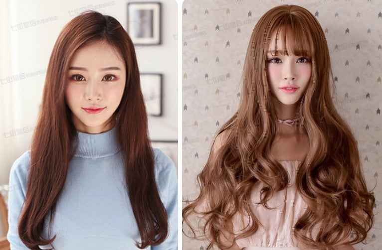 Girls Curl Big Waves Korean Air Liuhai Lifelike Wig Headset